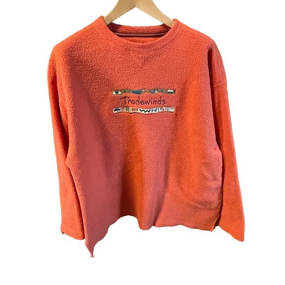 Vintage 90s Tradewinds Orange Fleece Long Sleeve Pullover Sz XL - Picture 1 of 10